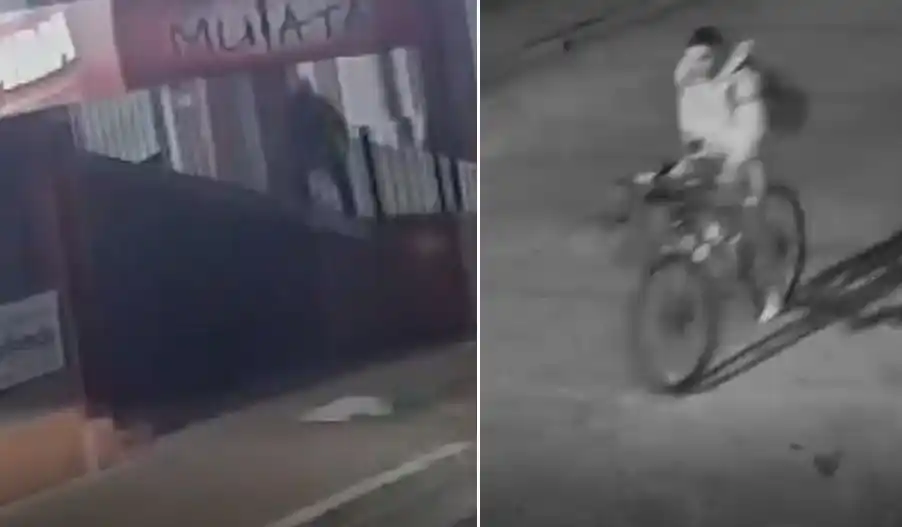 Video: Entró a una casa, cargó una desmalezadora y se fue tranquilo en la bicicleta