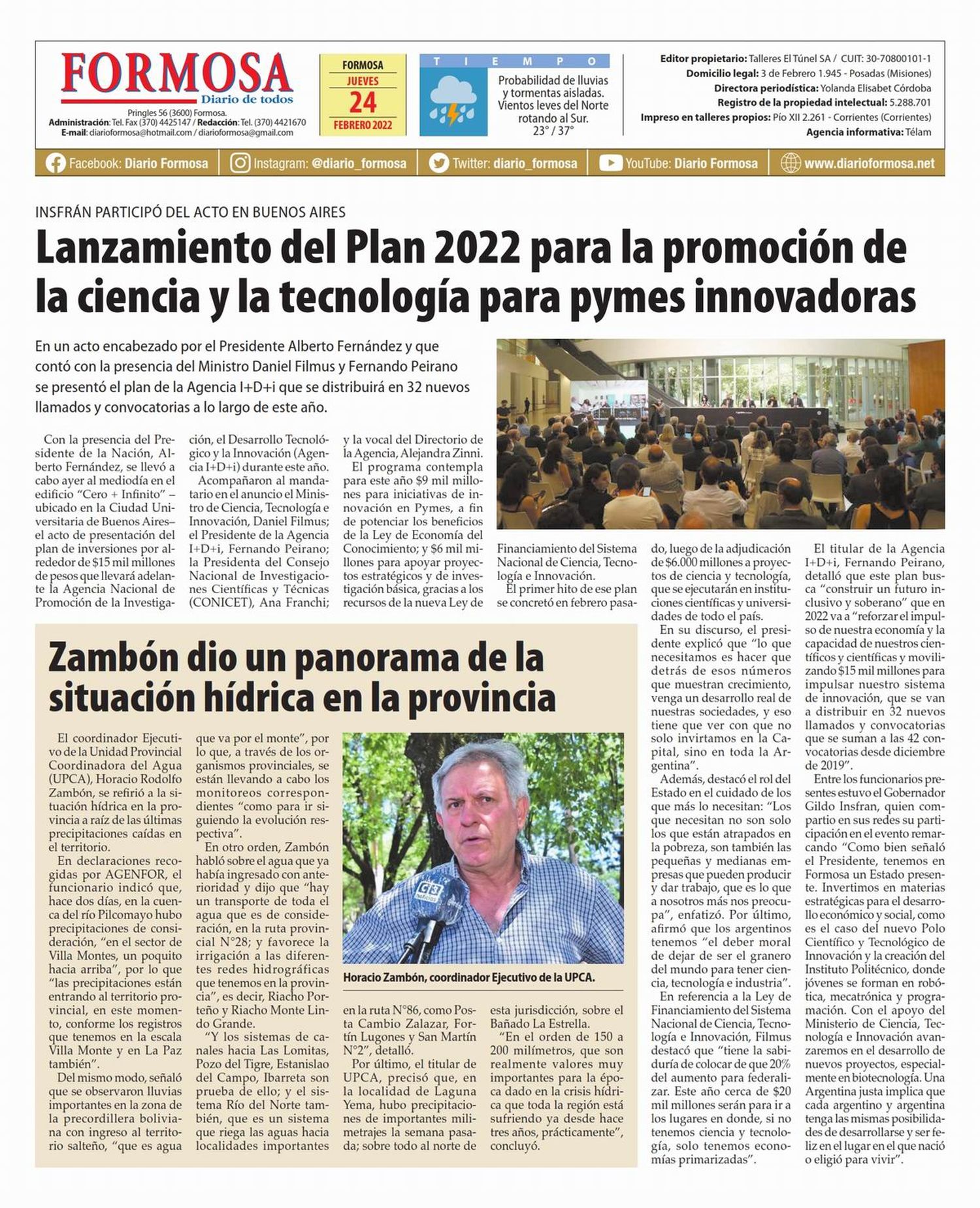 Tapa y Contratapa 24 de febrero de 2022