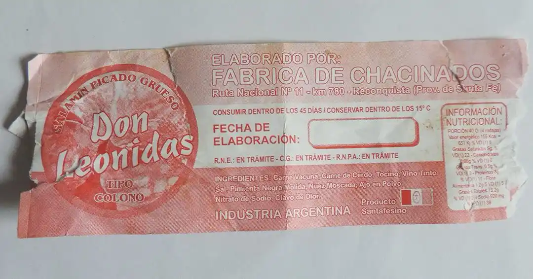 La etiqueta del producto prohibido por Assal.