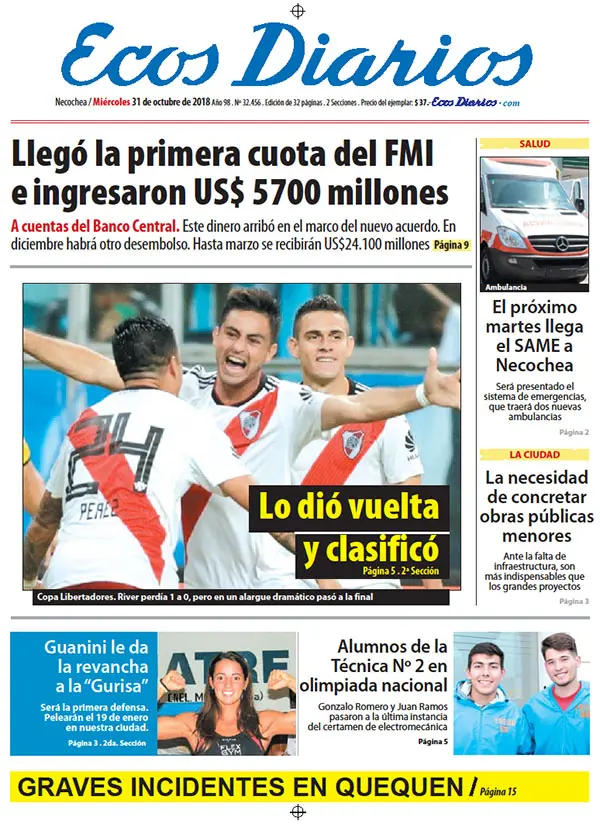 Tapa del 31 de octubre de 2018