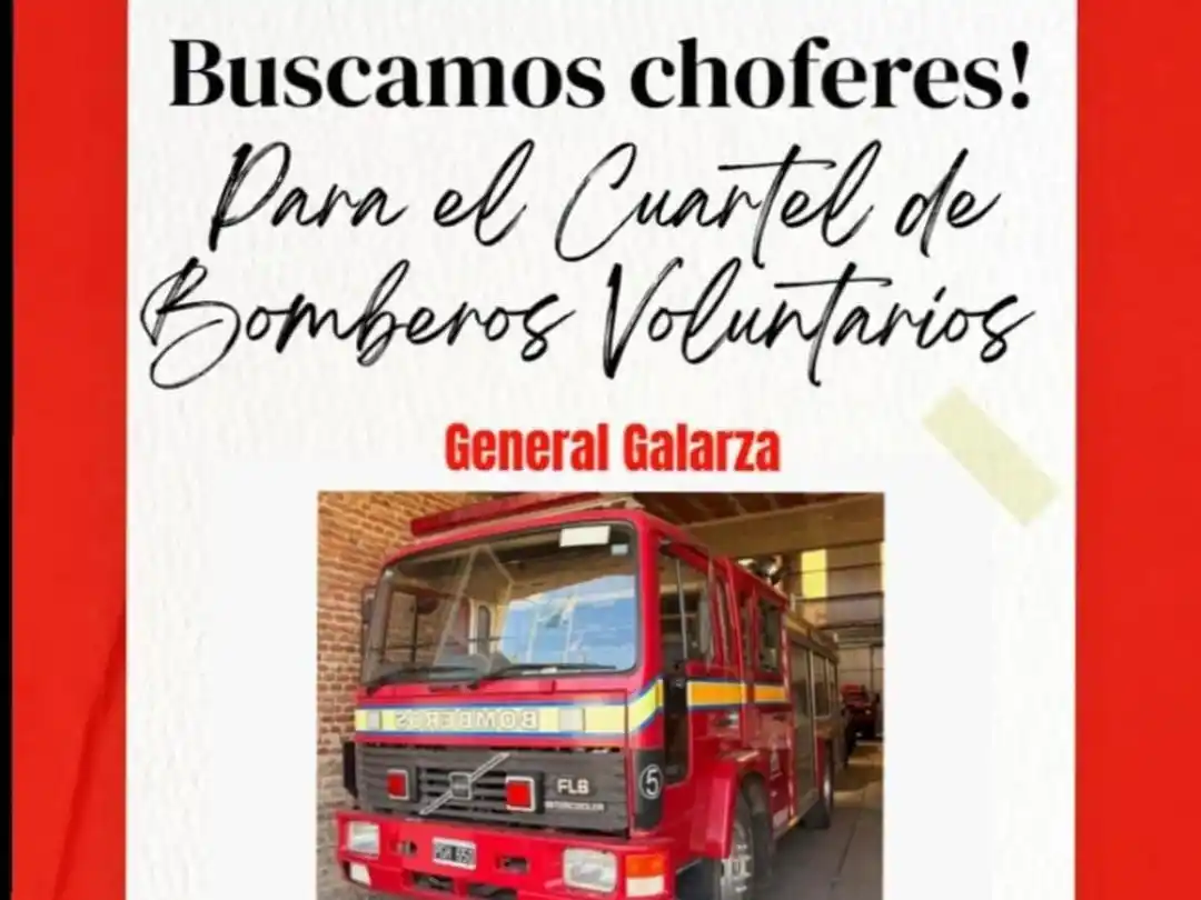 General Galarza: Bomberos Voluntarios buscan choferes para sus unidades