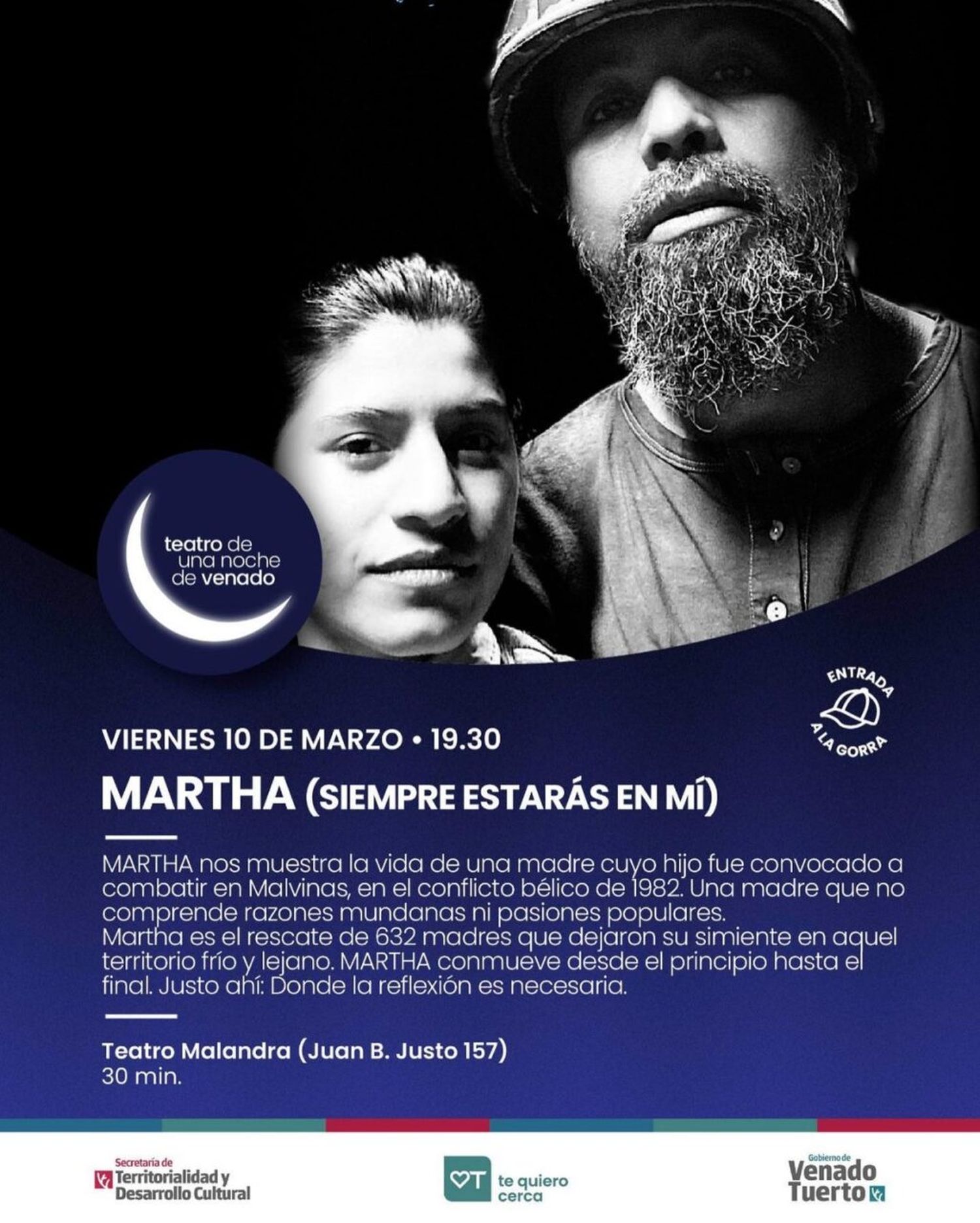 Con una obra sobre Malvinas, este viernes comienza “Teatro de una Noche de Venado”