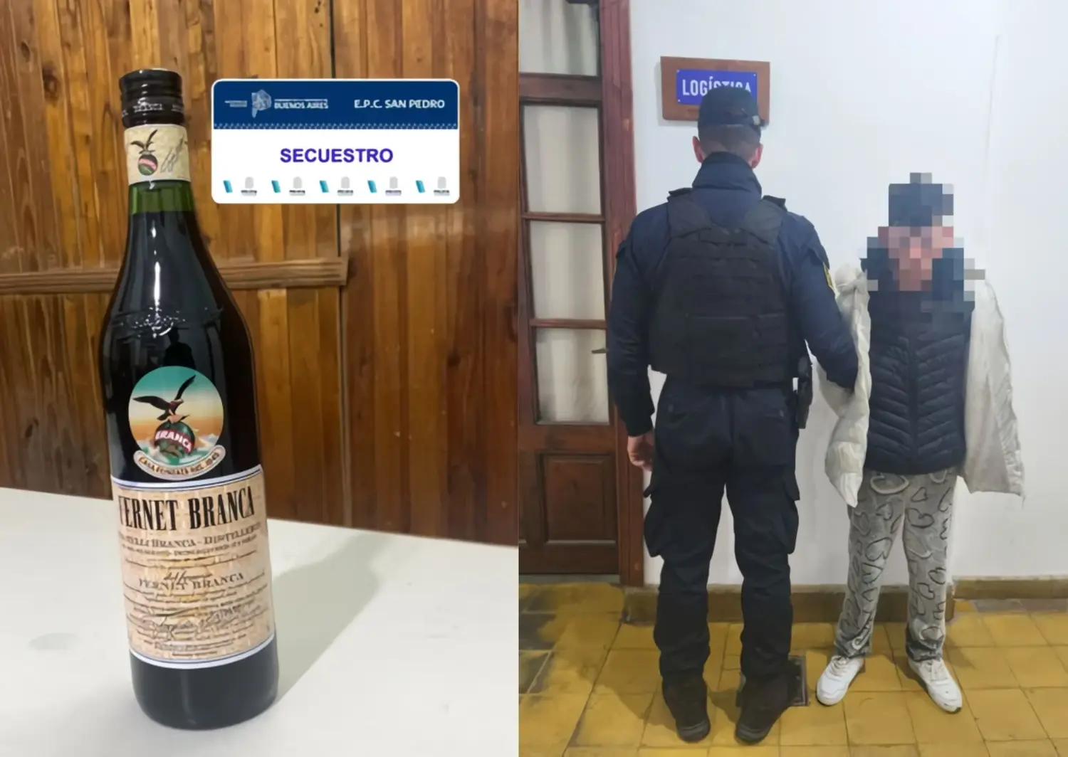La botella fue secuestrada por los efectivos policiales.