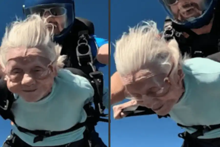 Tiene 104 años y marcó un nuevo récord tras saltar en paracaídas