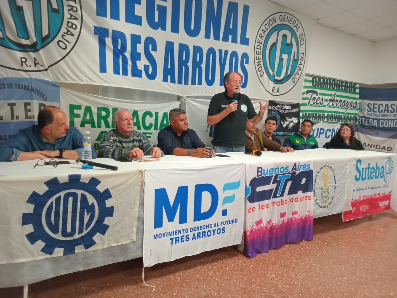 Plenario sindical regional en Tres Arroyos, con un mensaje de Kicillof