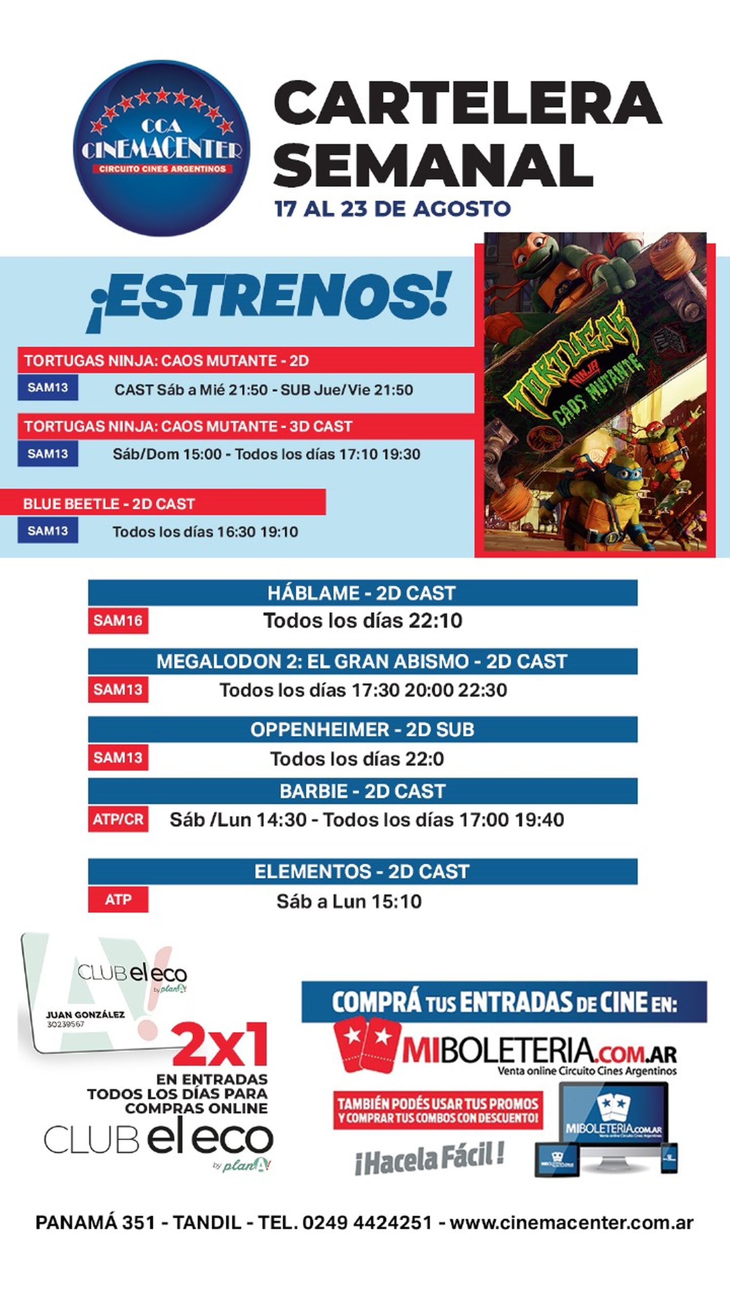 cartelera cinemacenter