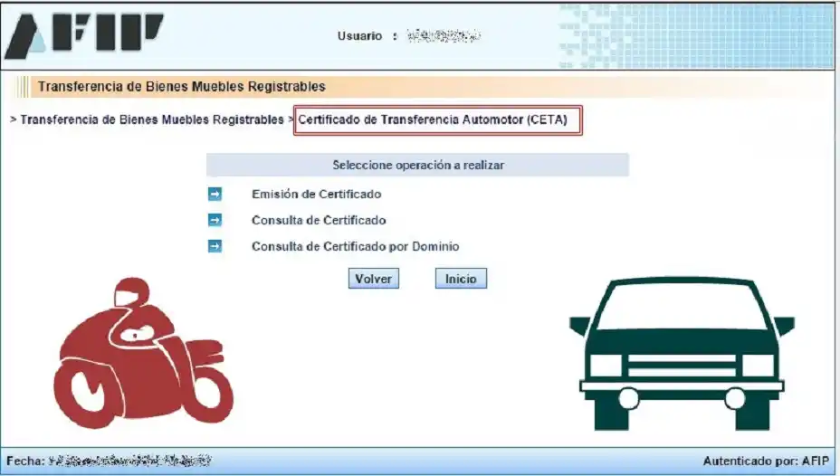 A partir del lunes se podrá tramitar el Certificado de Transferencia de Automotores sin clave fiscal