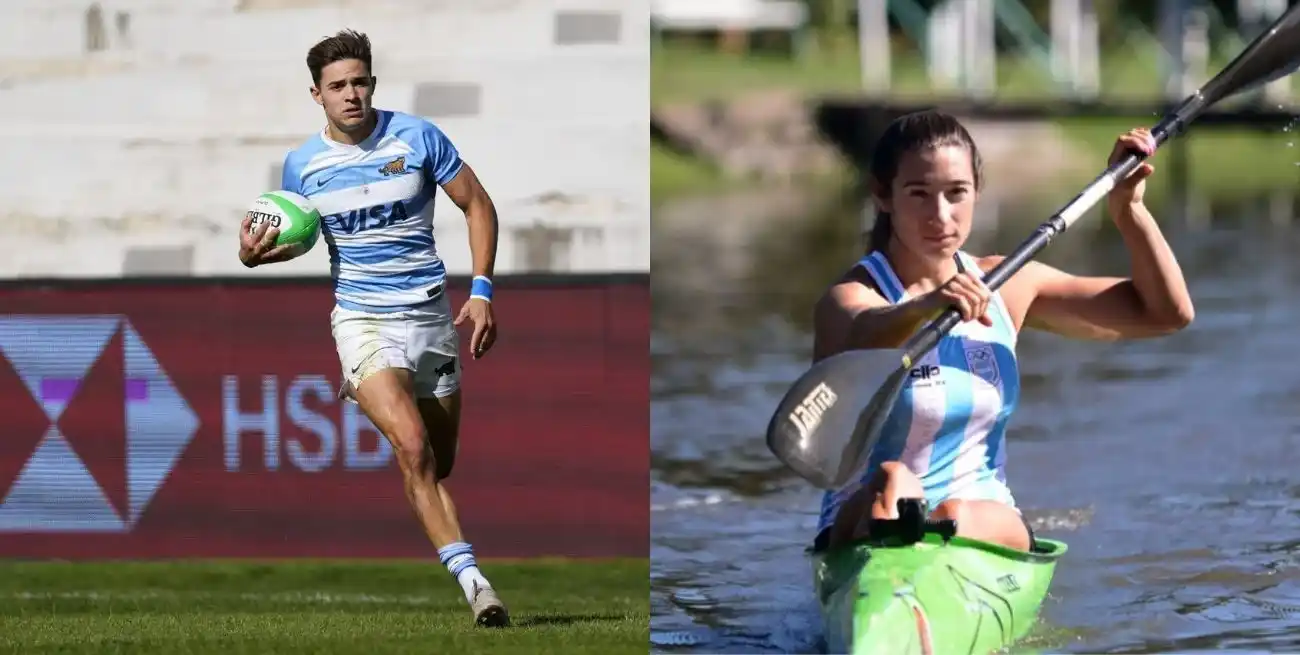 El rugbier Marcos Moneta y la palista Sabrina Ameghino.