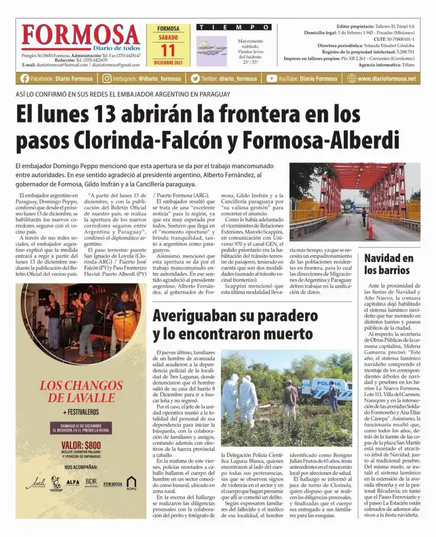 Tapa y Contratapa 11 de diciembre de 2021