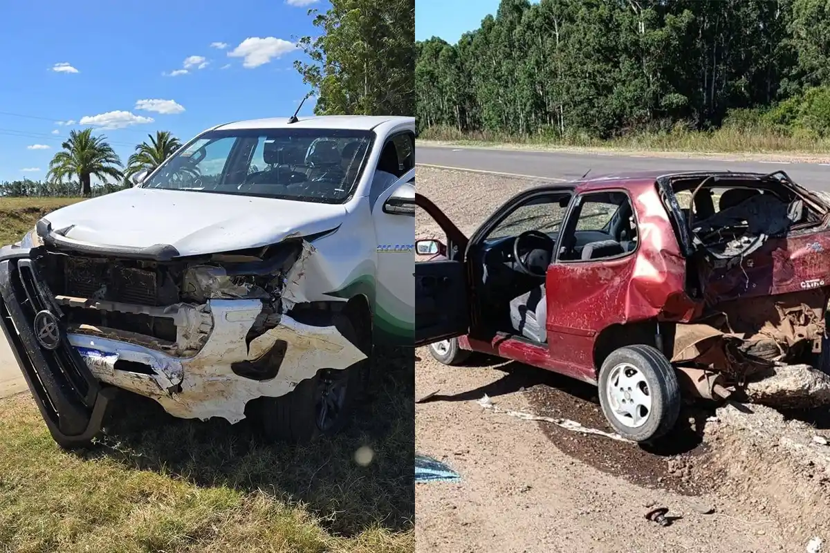 Choque en la Ruta 14: una camioneta impactó contra un auto en el kilómetro 305