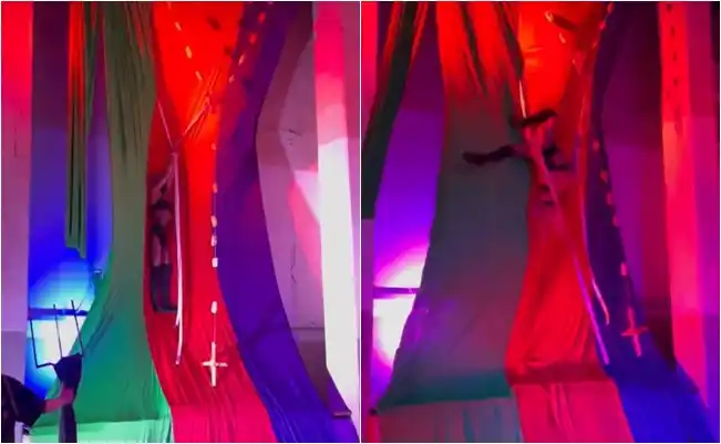 Obra en ARTEBA: Polémica por una performance que expuso un rosario gigante y mujeres semidesnudas