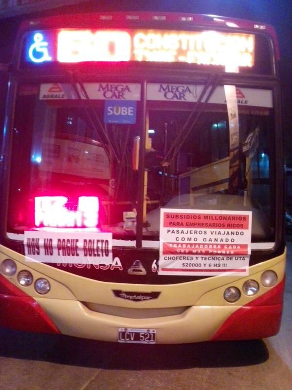 Medida de fuerza de choferes de la línea 60: No cobran boleto por tiempo indeterminado