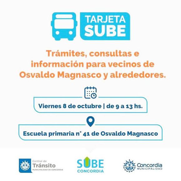 Osvaldo Magnasco:  información y trámites  para la tarjeta SUBE