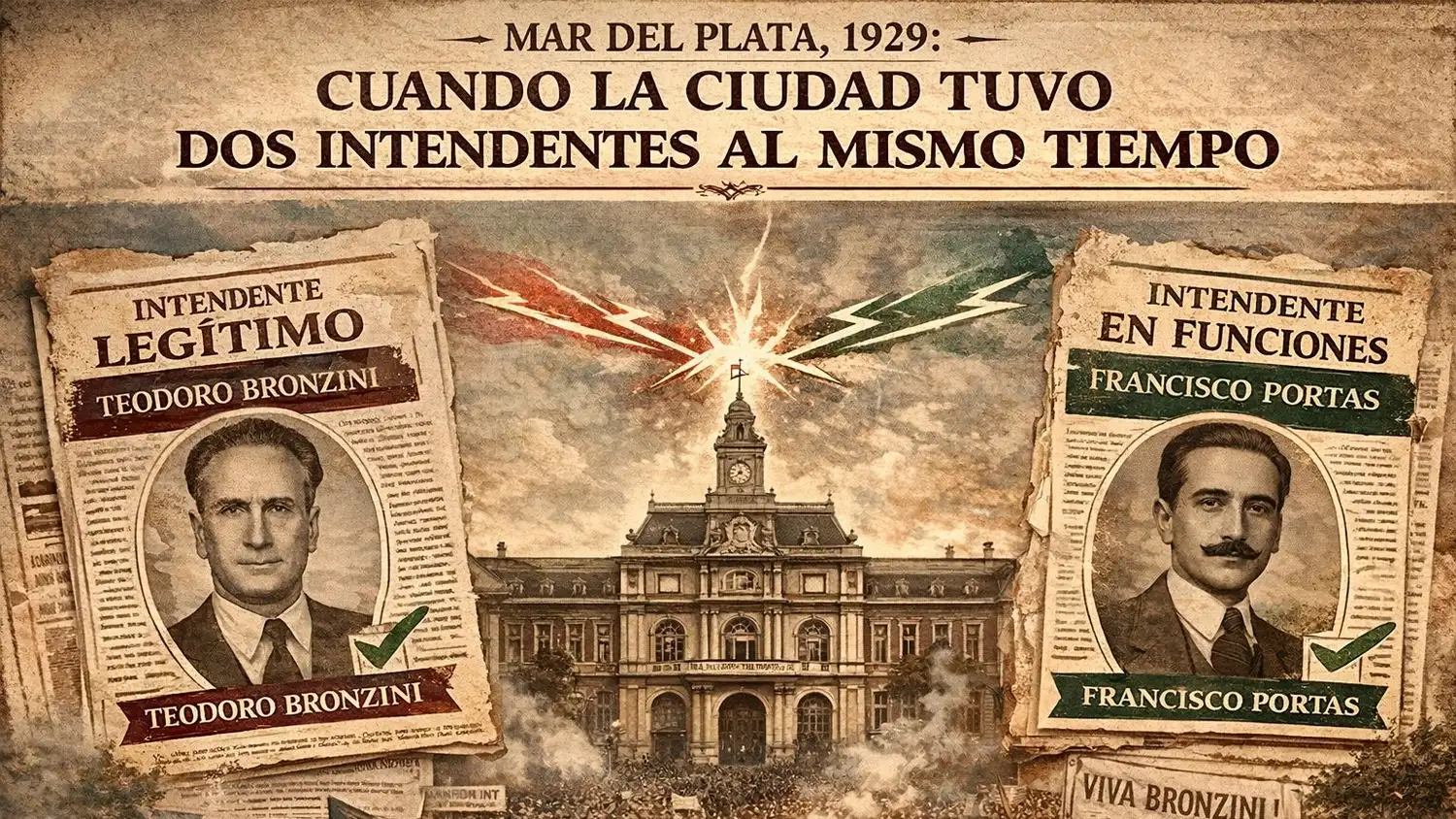 En 1929, Mar del Plata vivió uno de los episodios más singulares y tensos de su historia política: durante varios días, dos intendentes ejercieron el poder en simultáneo dentro del mismo municipio.