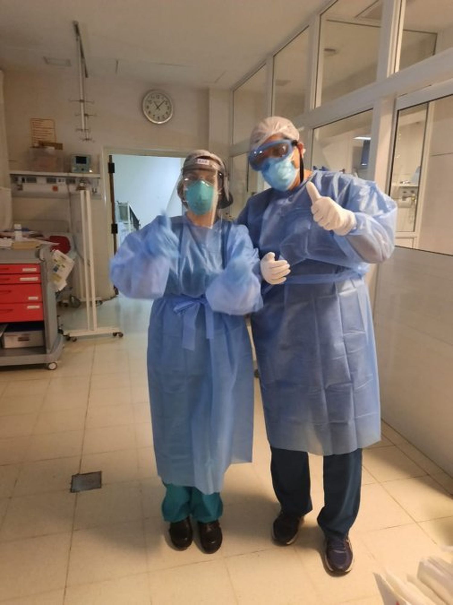 Ana Bjarano, junto a un colega en Paraná 