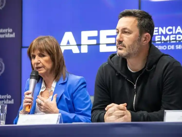 Los ministros Patricia Bullrich y Luis Petri participaron del anuncio.
