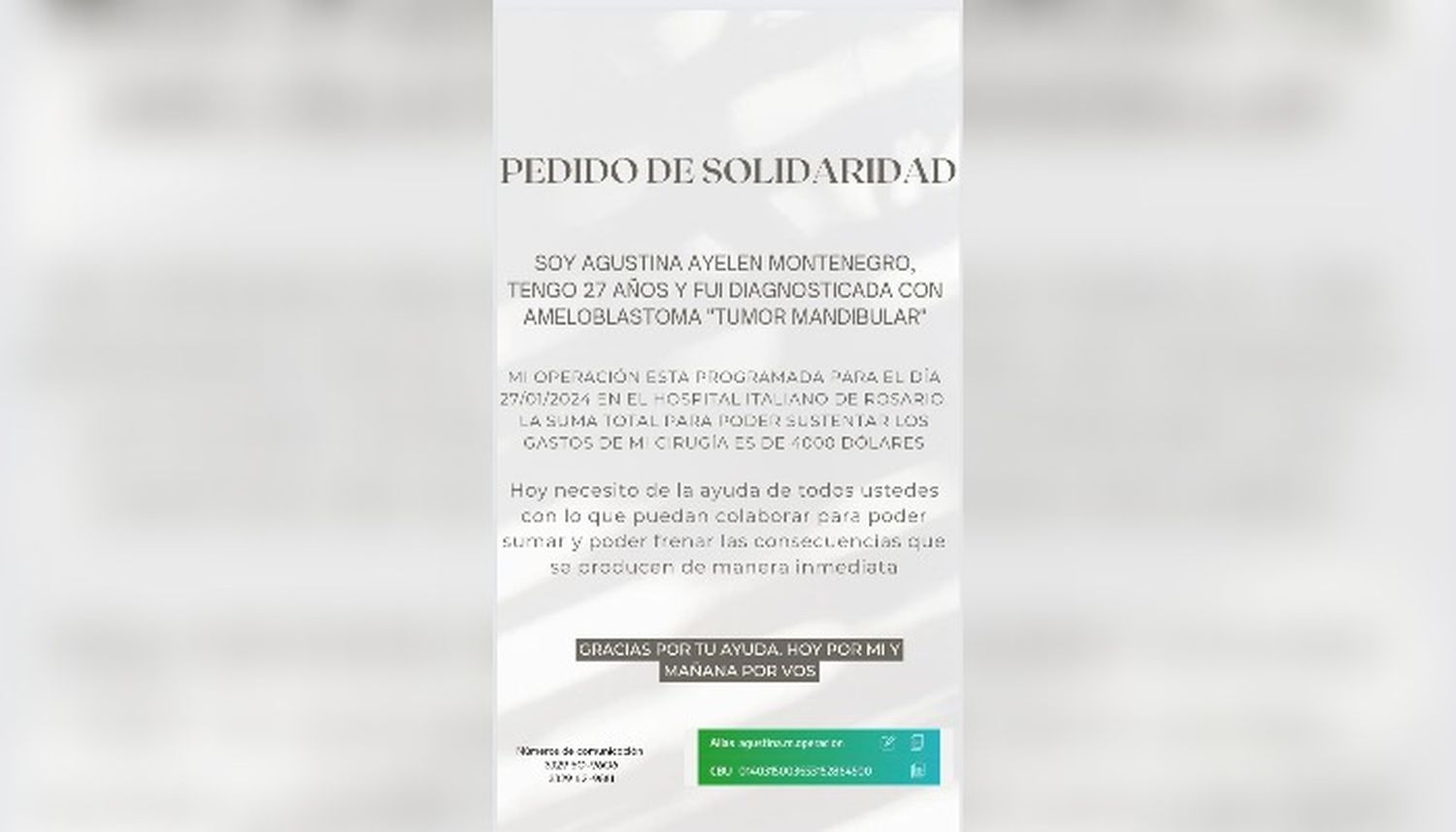 Llamado a la solidaridad: Agustina necesita tu ayuda