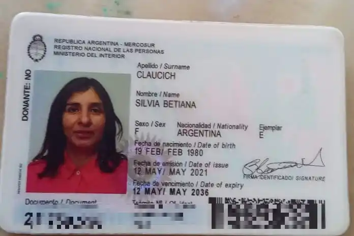 Encontraron DNI de Silvia Claucich