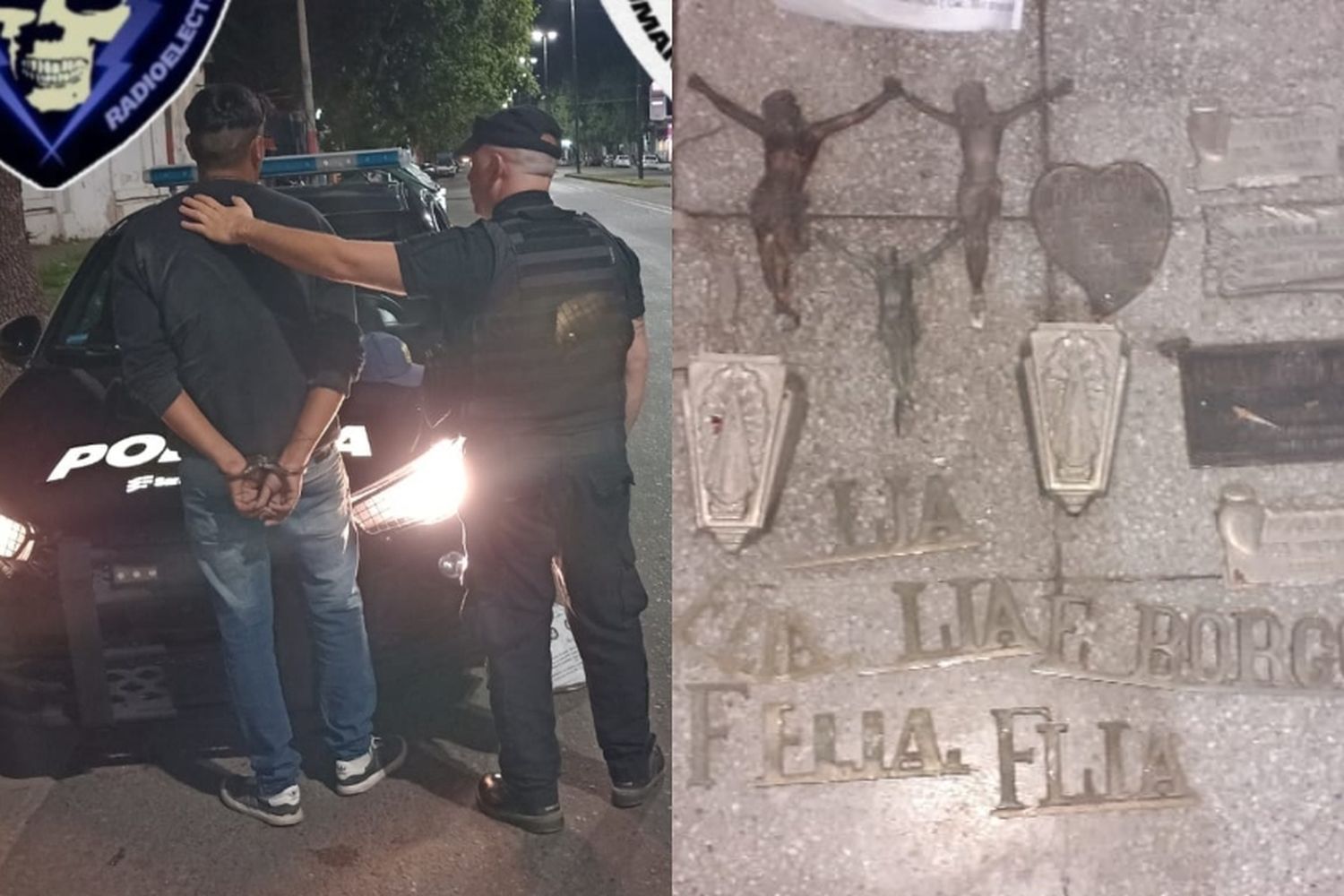 Noche de detenciones por robo de bronce y medidores de agua en los alrededores del cementerio La Piedad