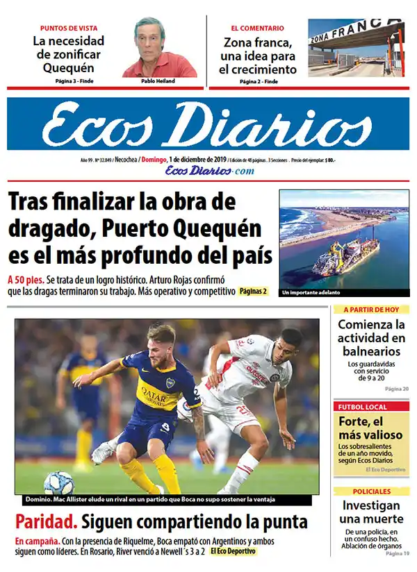 Tapa del 1º de diciembre de 2019
