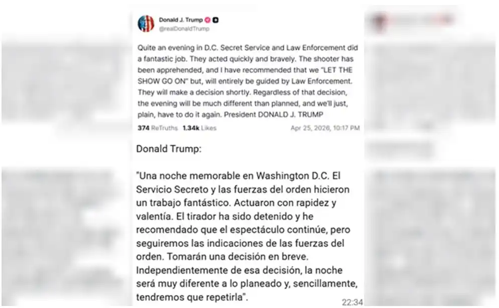 Trump escribió en su red Truth Social
