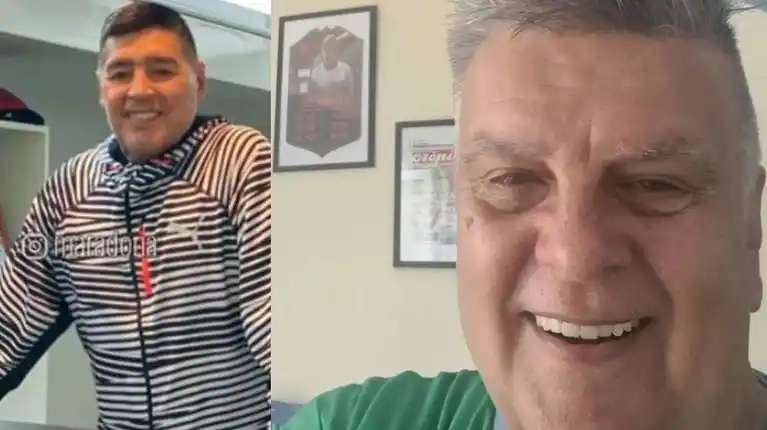 Luis Ventura estaba hablando de su relación con Diego Maradona y se rompió una copa