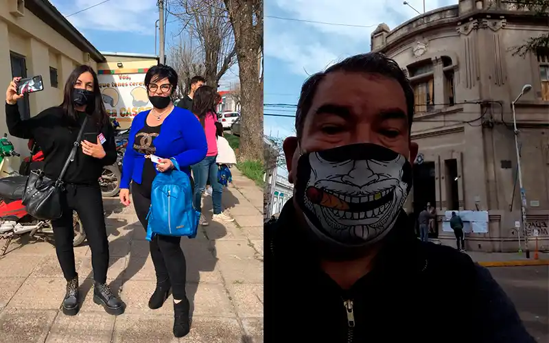 Tendencias: ella fue a votar de taco aguja y Daniel con un simpático barbijo