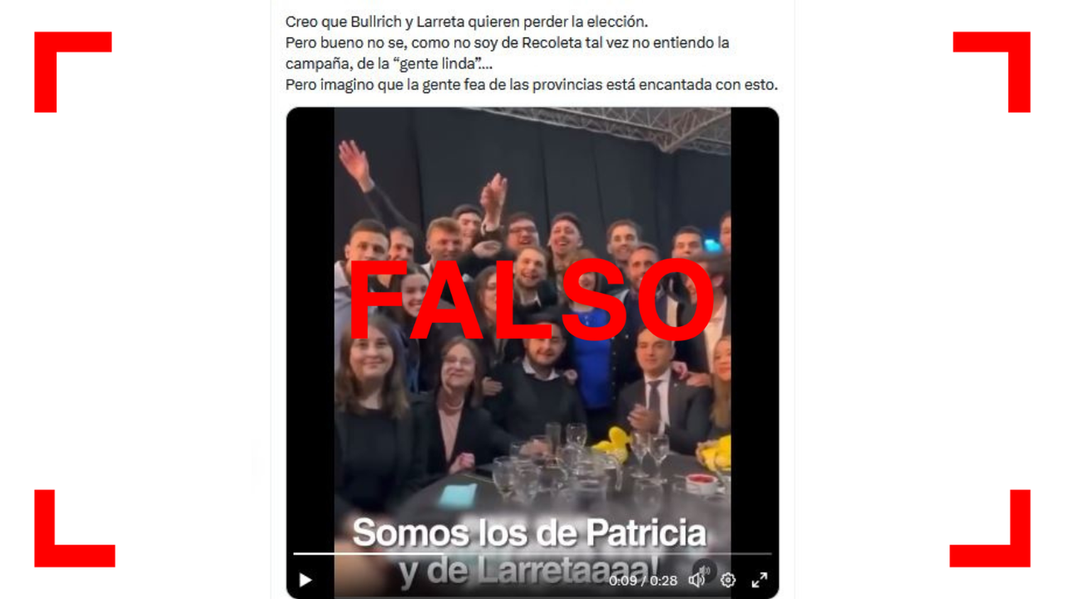 Es falso el video en el que seguidores de Patricia Bullrich cantan “somos los pitukitos de Recoleta”: el audio está manipulado