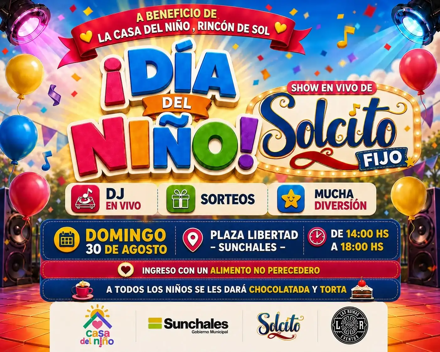 Sunchales celebrará el Día del Niño con una jornada solidaria a beneficio de “Rincón de Sol” - 1