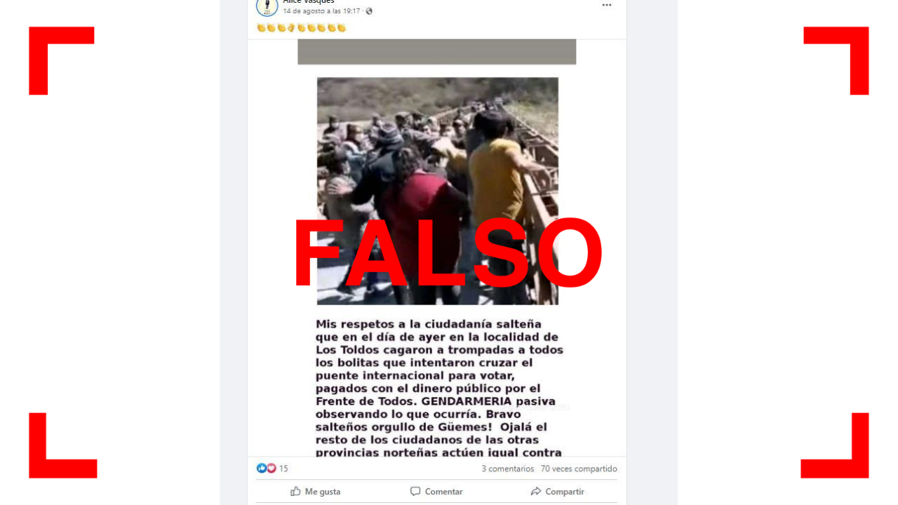 La imagen de personas cruzando la frontera de Bolivia con la Argentina no tiene que ver con las elecciones PASO 2023, circula desde 2021