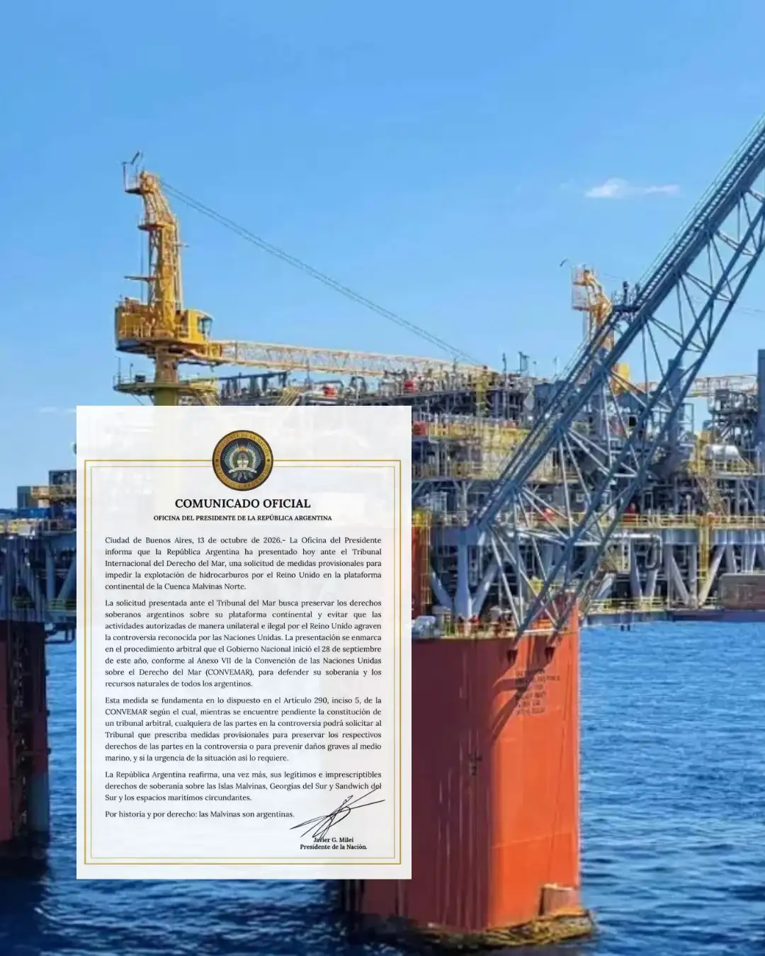 Argentina solicita medidas internacionales para frenar la explotación petrolera británica en Malvinas