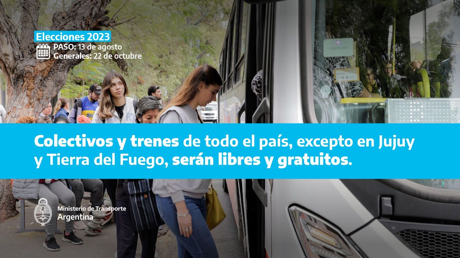 Todas las Provincias, con excepción de Jujuy y Tierra del Fuego tendrán transporte gratuito en la jornada electoral