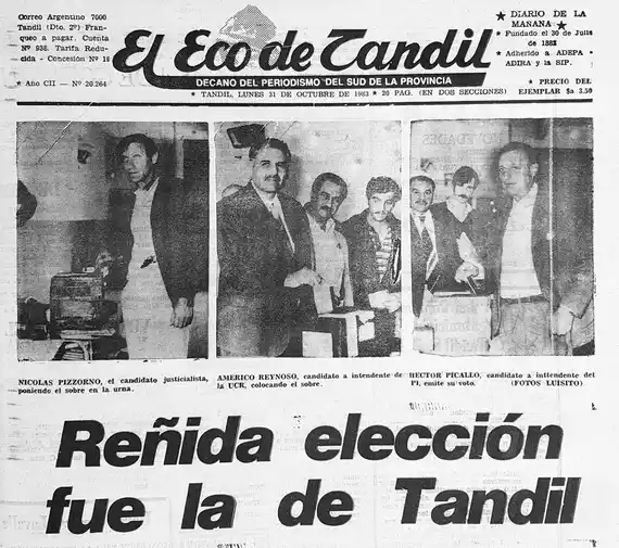 Se cumplen 35 años del triunfo que llevó a Reynoso a la intendencia de Tandil