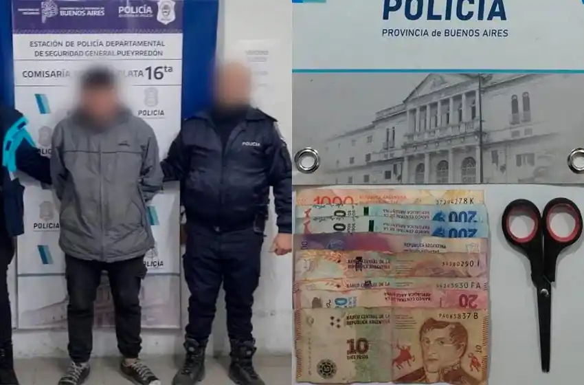 Amenazó con una tijera a un hombre para robarle 1700 pesos