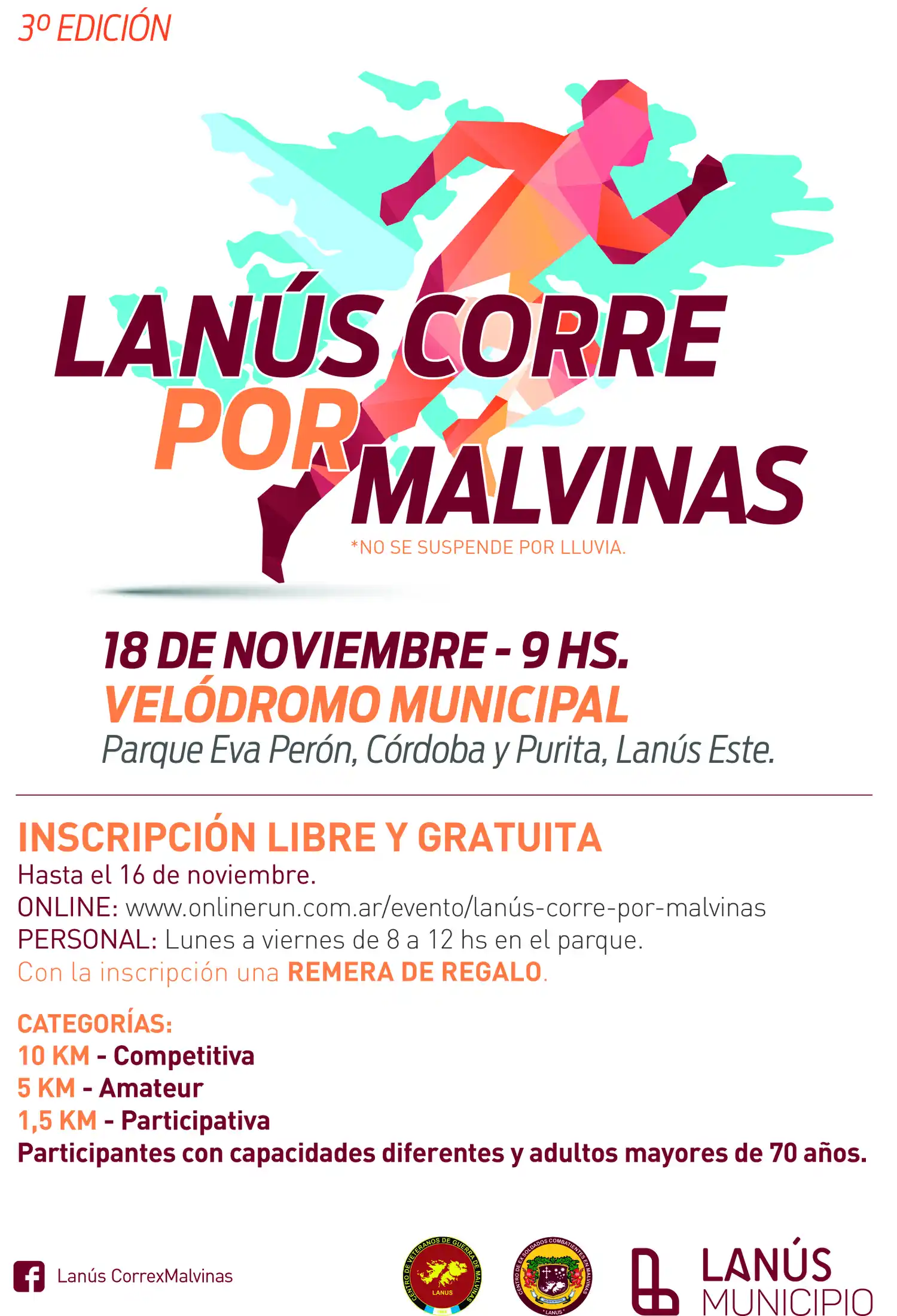 Llega la 3° edición de "Lanús corre por Malvinas": El ganador viajará para competir en las Islas