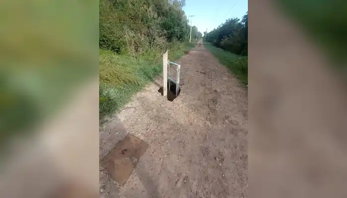 Peligroso pozo en calle Laprida