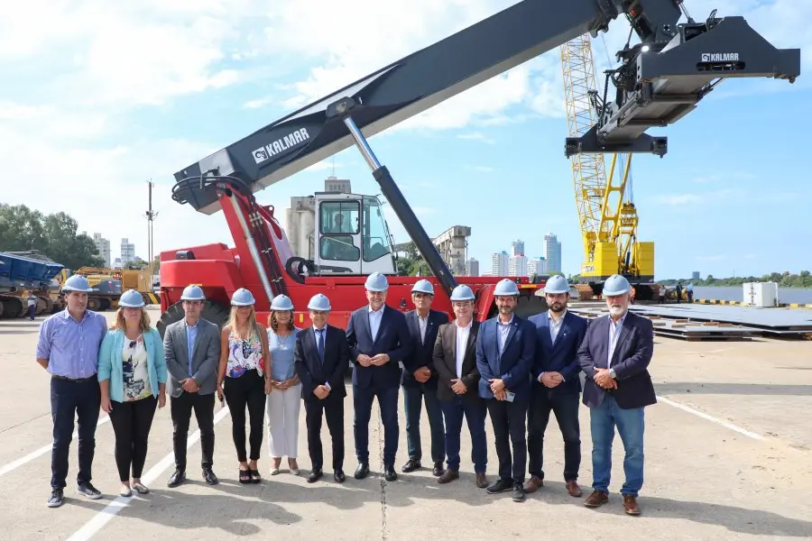 Perotti y Giuliano recorrieron obras en el Puerto de Santa Fe