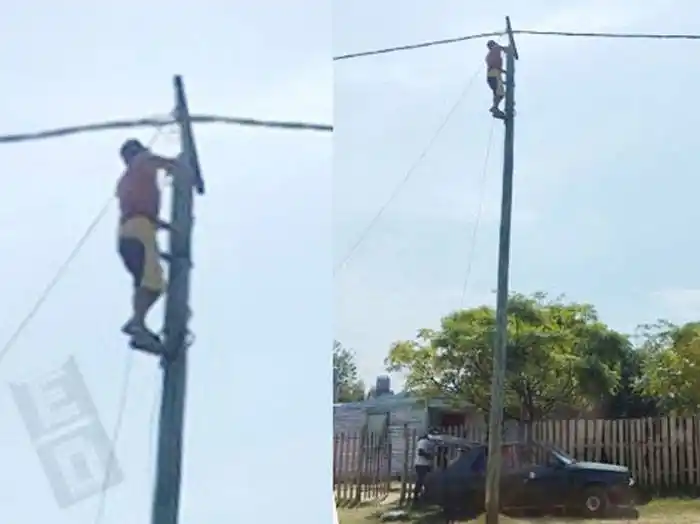 Se enganchó al suministro de energía eléctrica poniendo  en riesgo su vida