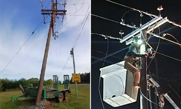 Un acoplado se desprendió de un vehículo, chocó una columna y dejó a una zona sin luz