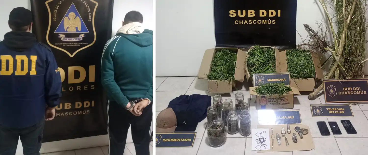 La Sub DDI Chascomús desarticula un punto de venta de droga tras una serie de allanamientos por robo