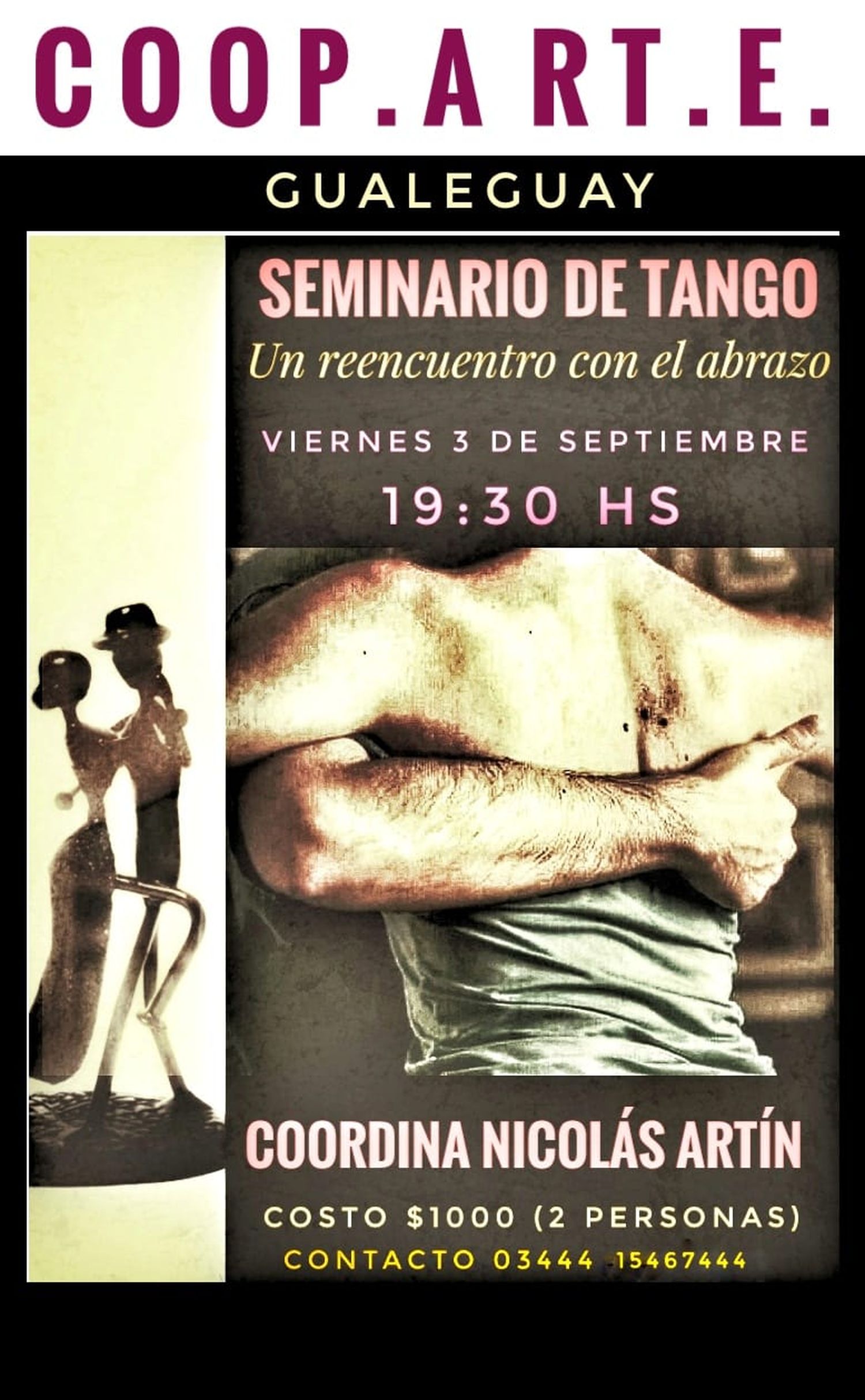 Coop.Art.E ofrecerá un seminario de tango 