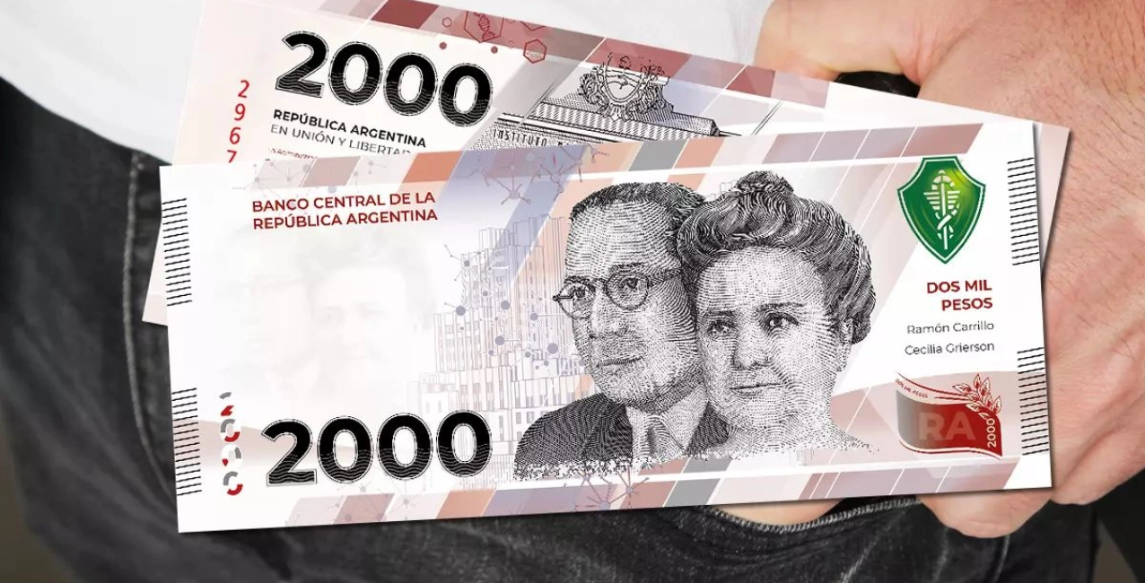Comenzó a circular el nuevo billete de 2.000 pesos al público