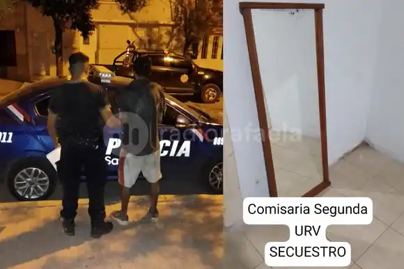 Un policía de franco lo vio huyendo de una casa con un espejo y varios elementos robados