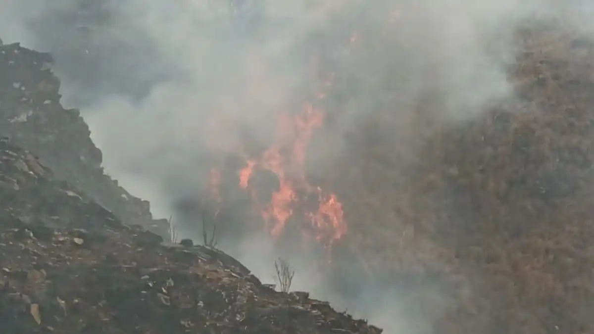 Brigadistas combaten un gran incendio de pastizales en Tucumán