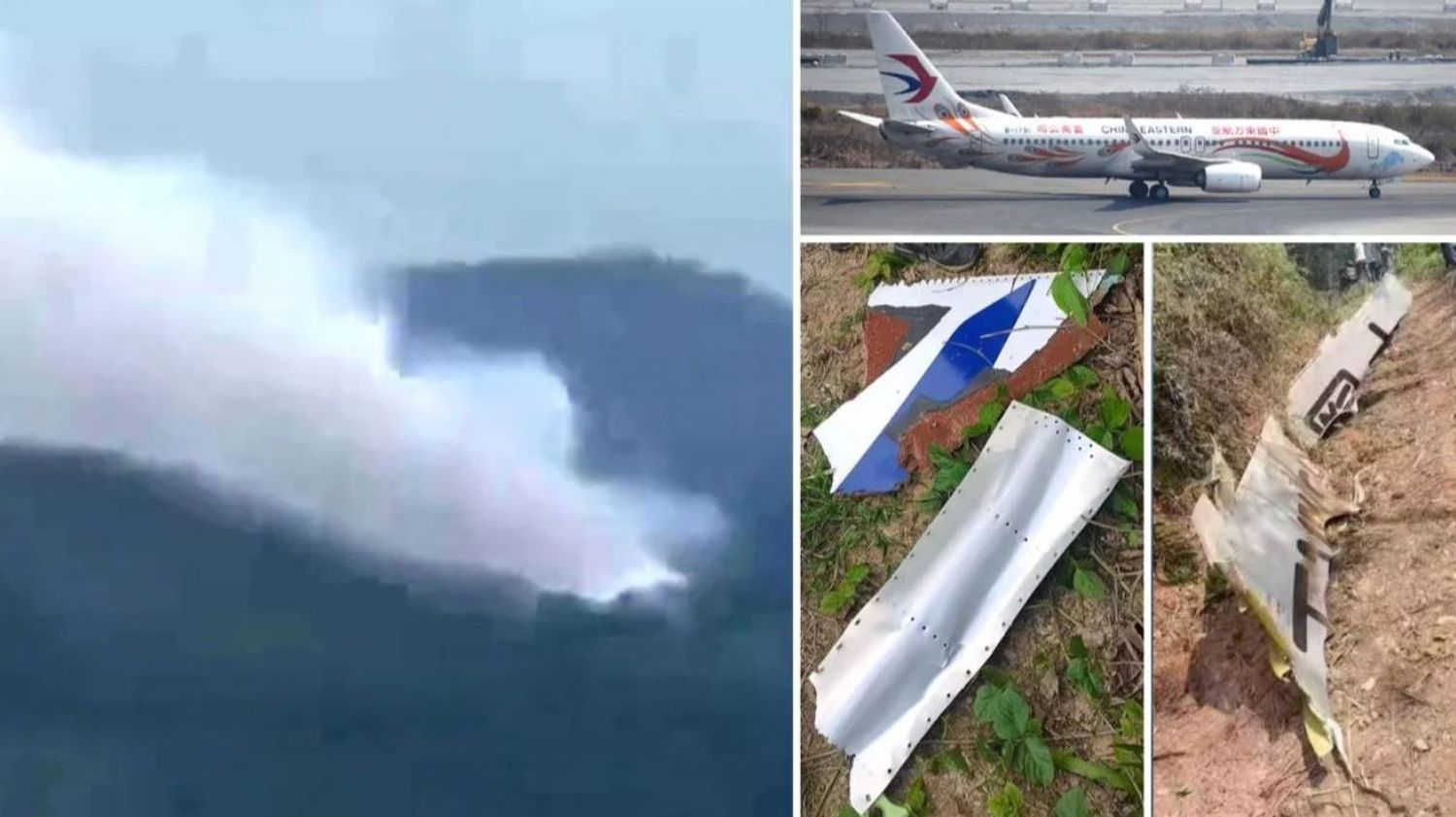 El terrible momento en que el avión chino con 132 pasajeros se estrelló en el bosque