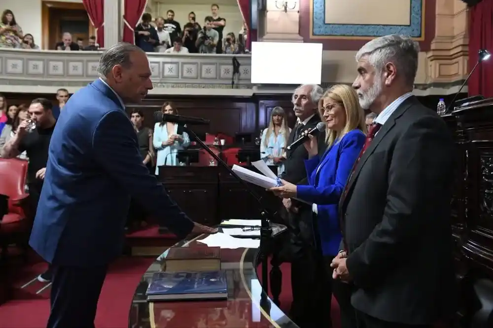 Berni y Magario, cuando le Vice le tomó juramento al Senador.