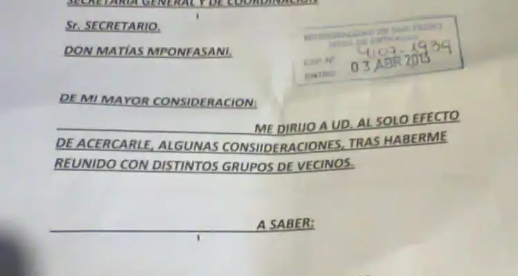 Vecinos presentaron reclamos a Matías Monfasani