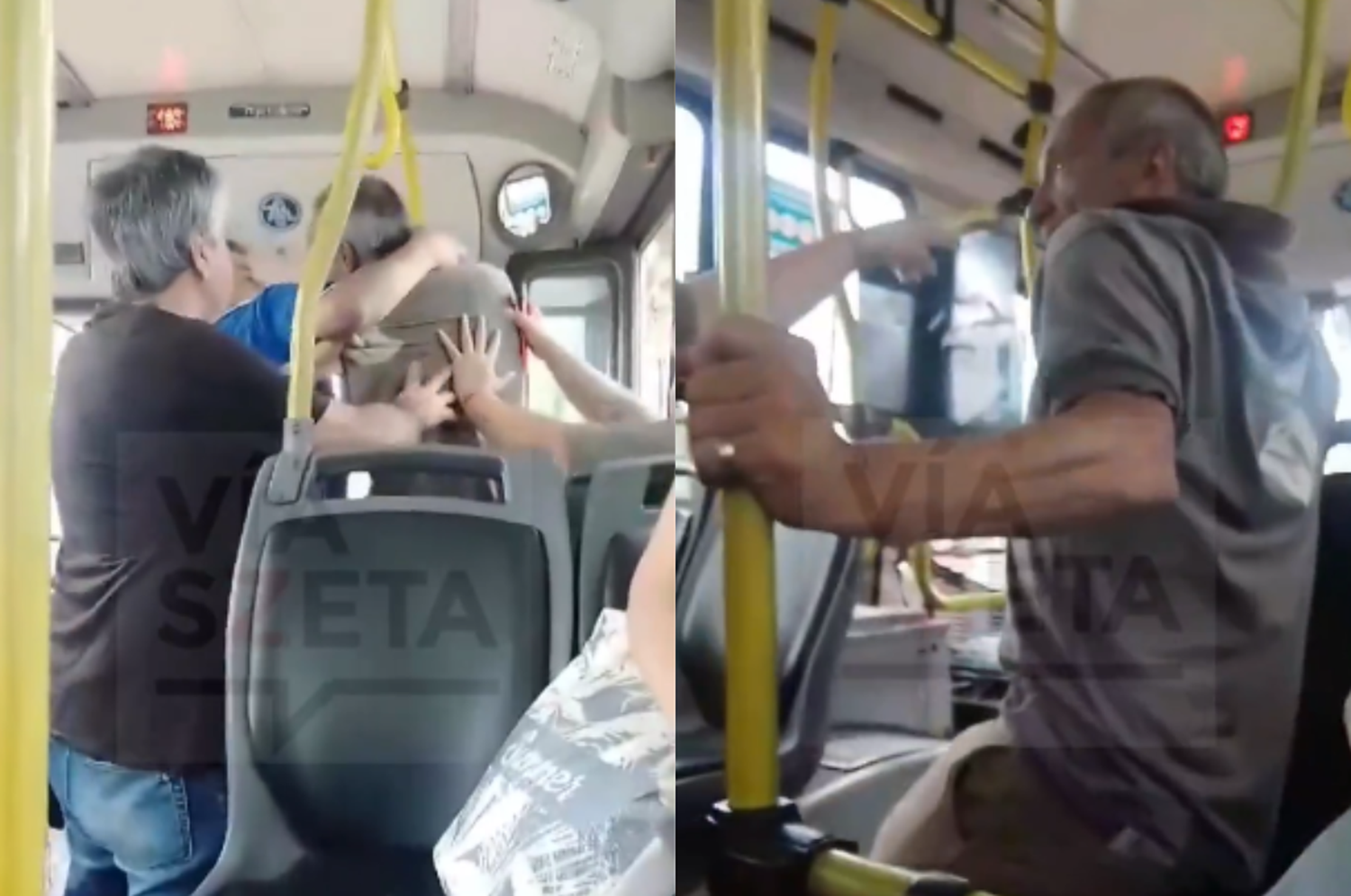 Todo inició cuando dos hombres comenzaron a discutir en la zona media del transporte.