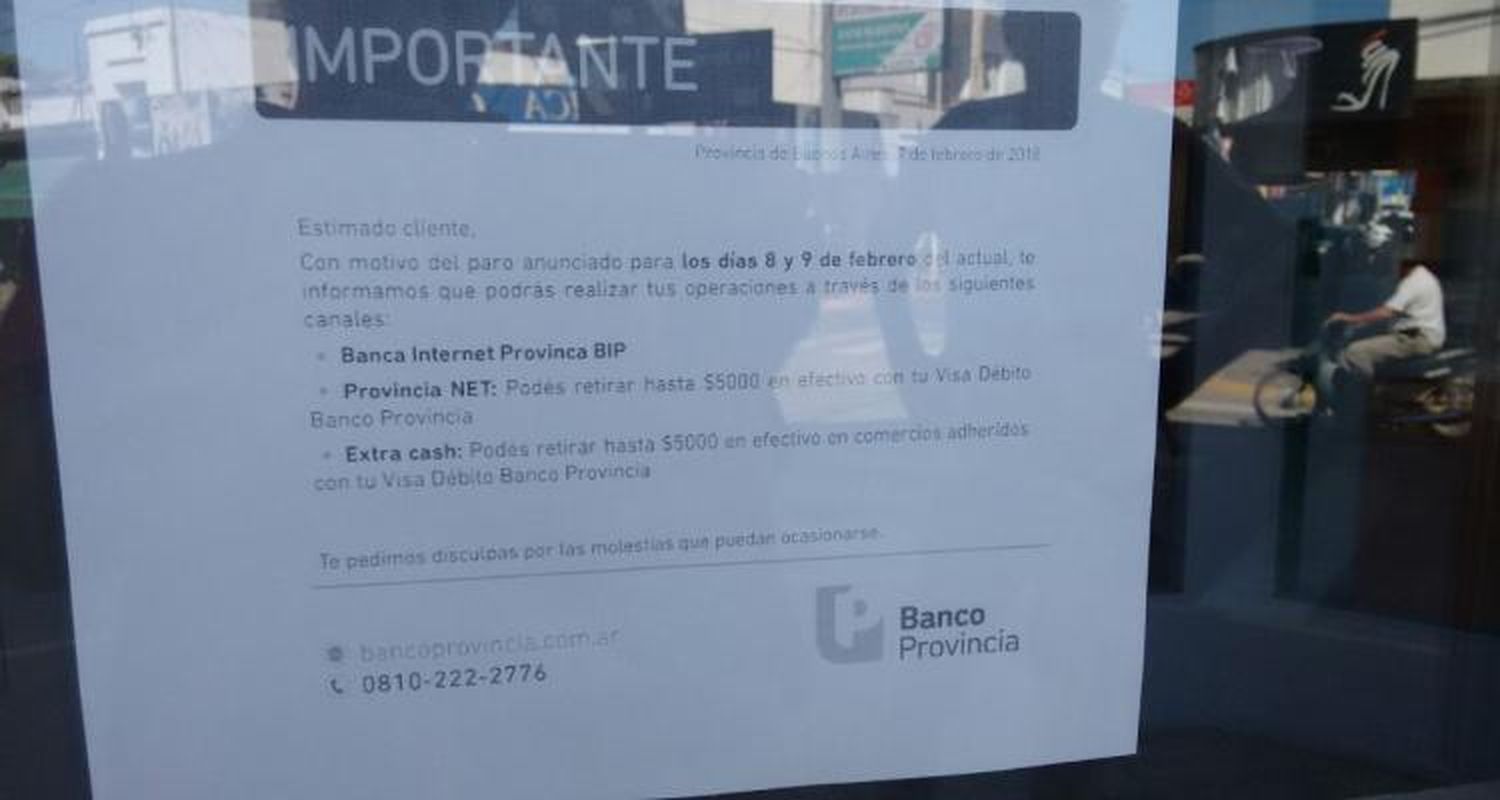 Paro de bancos: Este miércoles, el Provincia; el viernes, todos