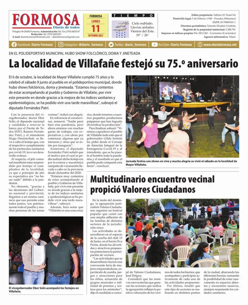 Tapa y Contratapa 11 de octubre de 2021